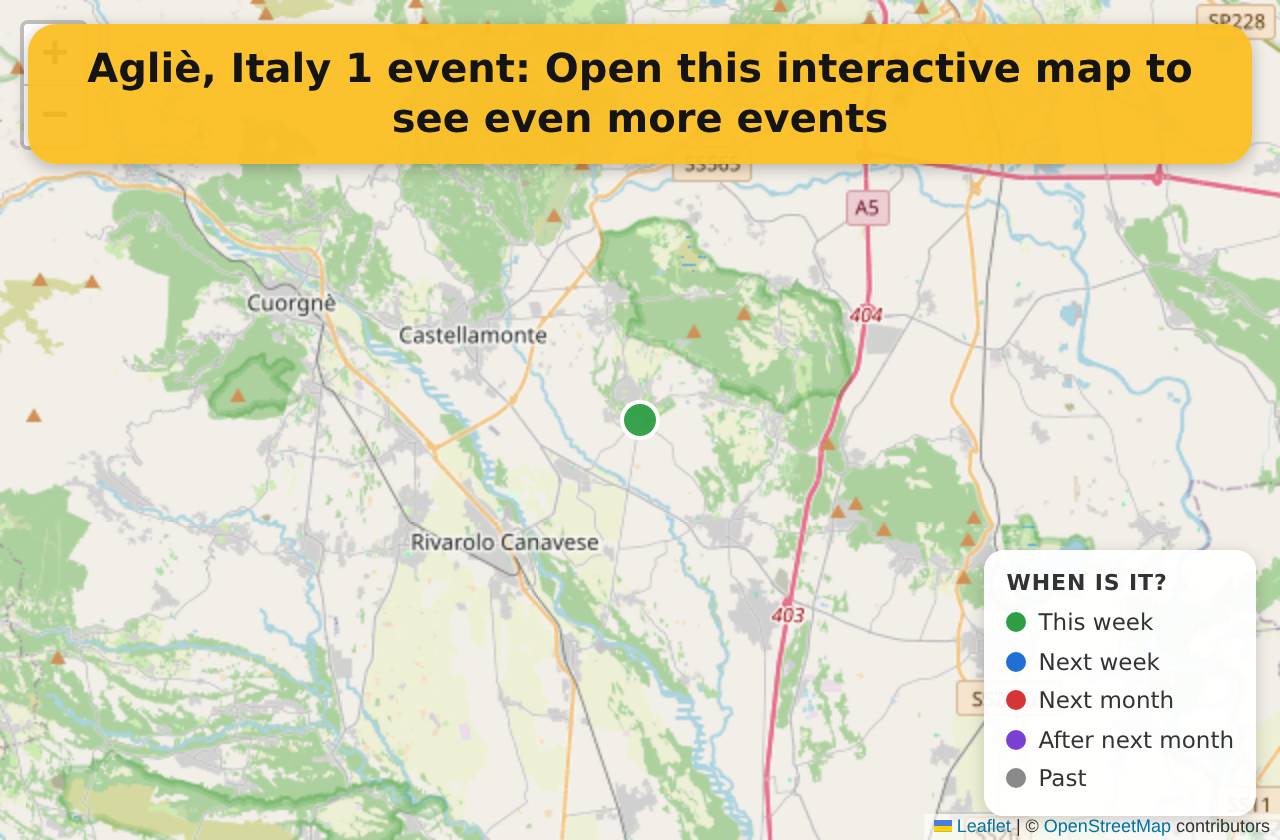 Map of events in Agliè, Italy on the interactive EVENTULIST map