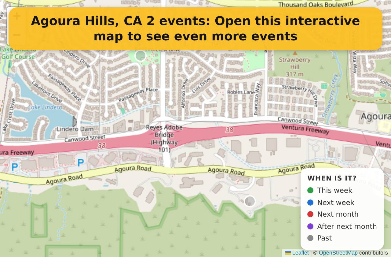 Map of events in Agoura Hills, CA on the interactive EVENTULIST map