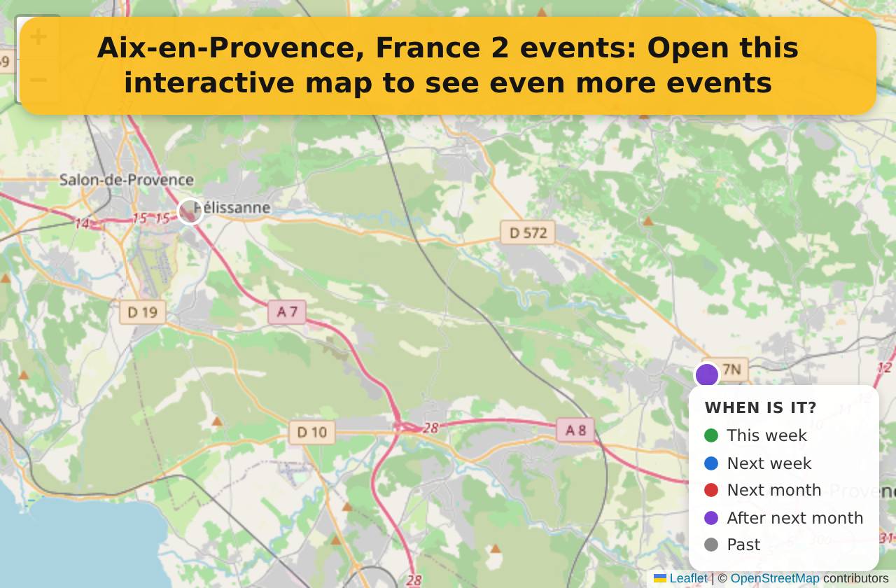 Map of events in Aix-en-Provence, France on the interactive EVENTULIST map