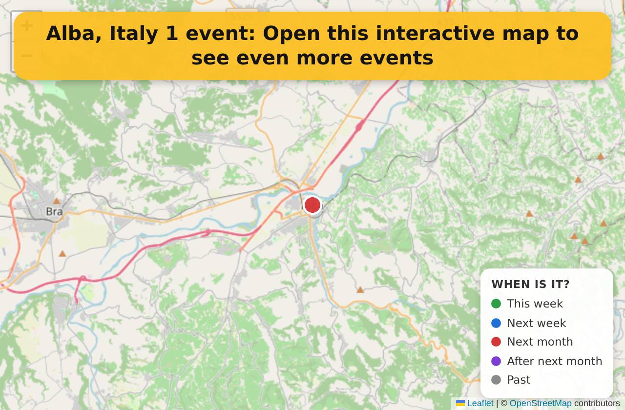 Map of events in Alba, Italy on the interactive EVENTULIST map