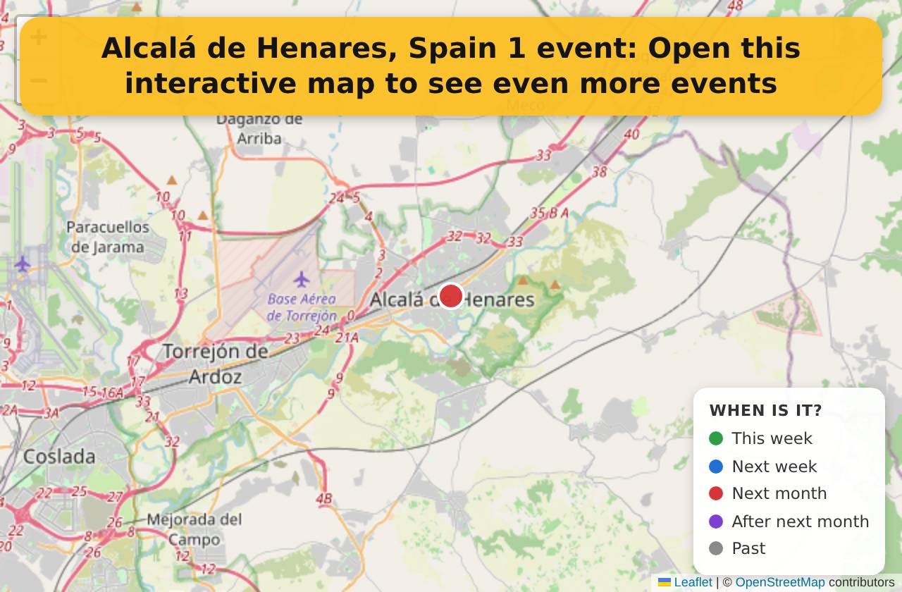Map of events in Alcalá de Henares, Spain on the interactive EVENTULIST map
