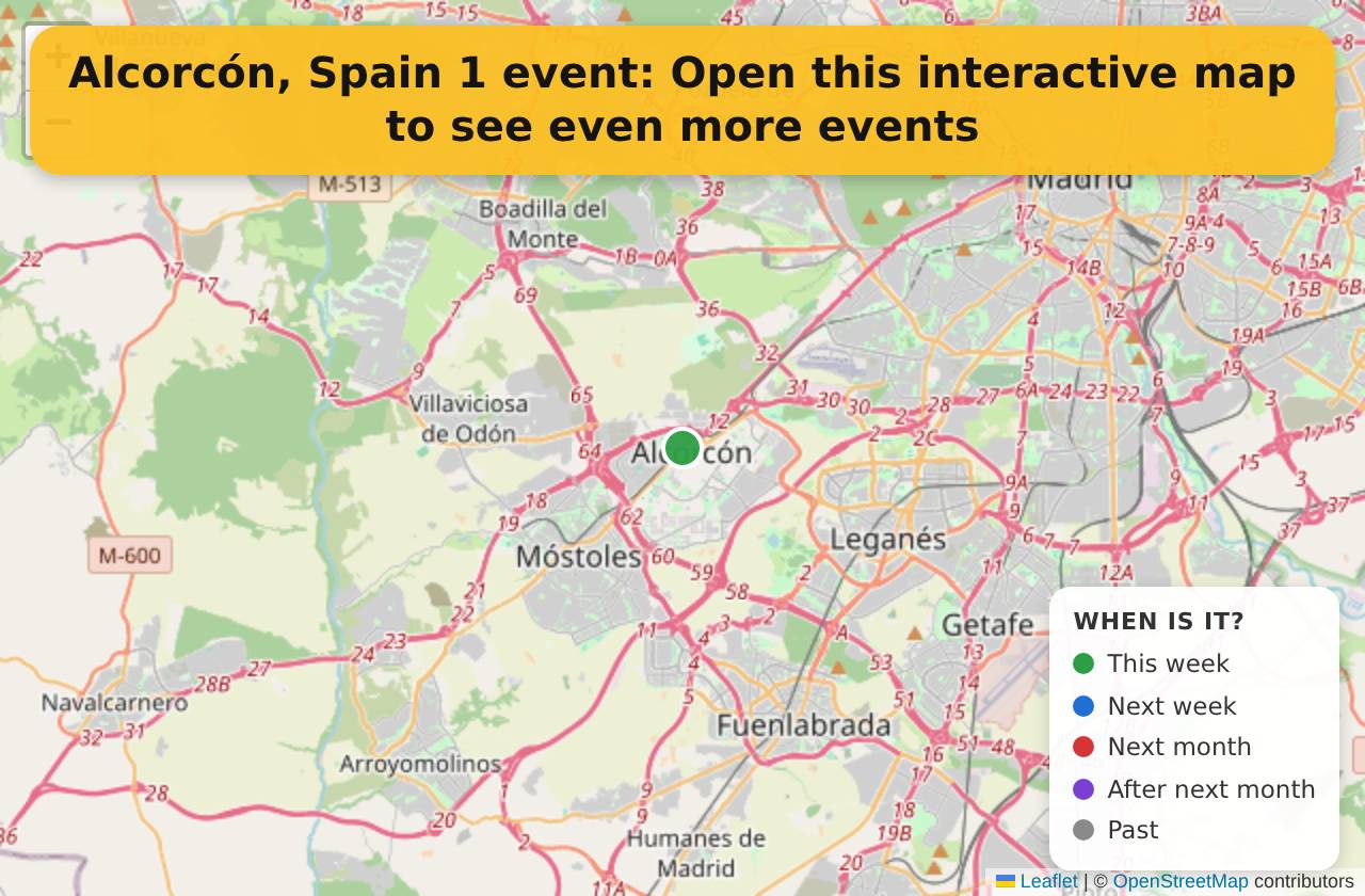 Map of events in Alcorcón, Spain on the interactive EVENTULIST map