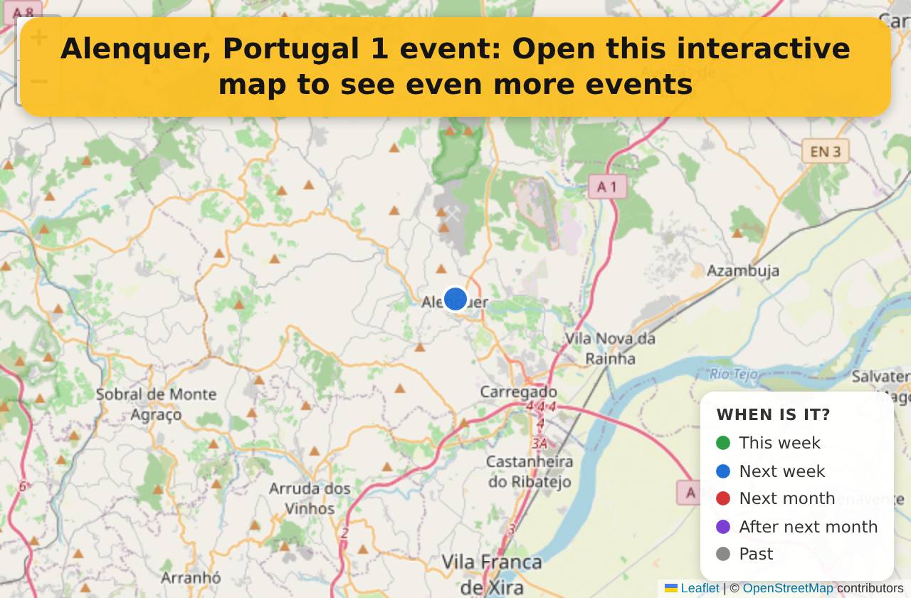 Map of events in Alenquer, Portugal on the interactive EVENTULIST map