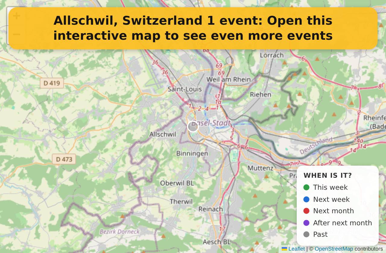 Map of events in Allschwil, Switzerland on the interactive EVENTULIST map