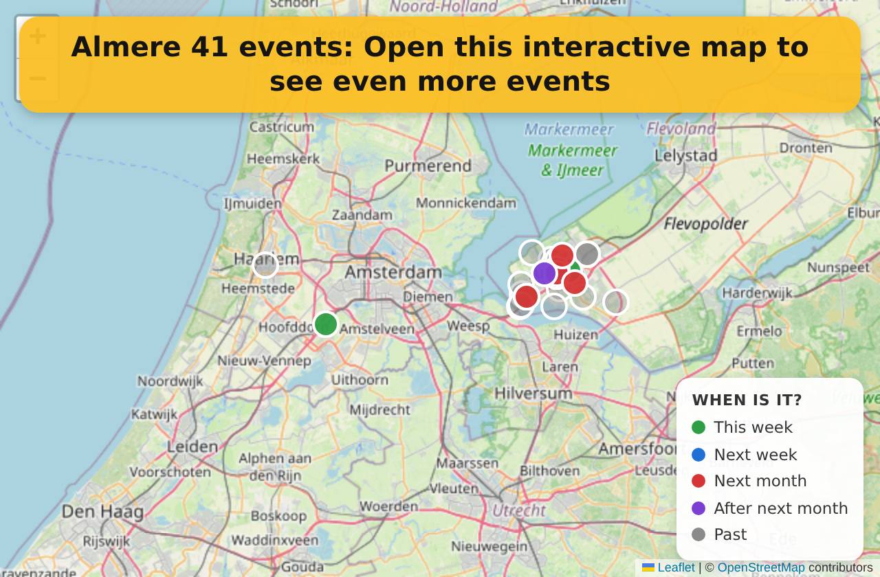 Map of events in Almere on the interactive EVENTULIST map