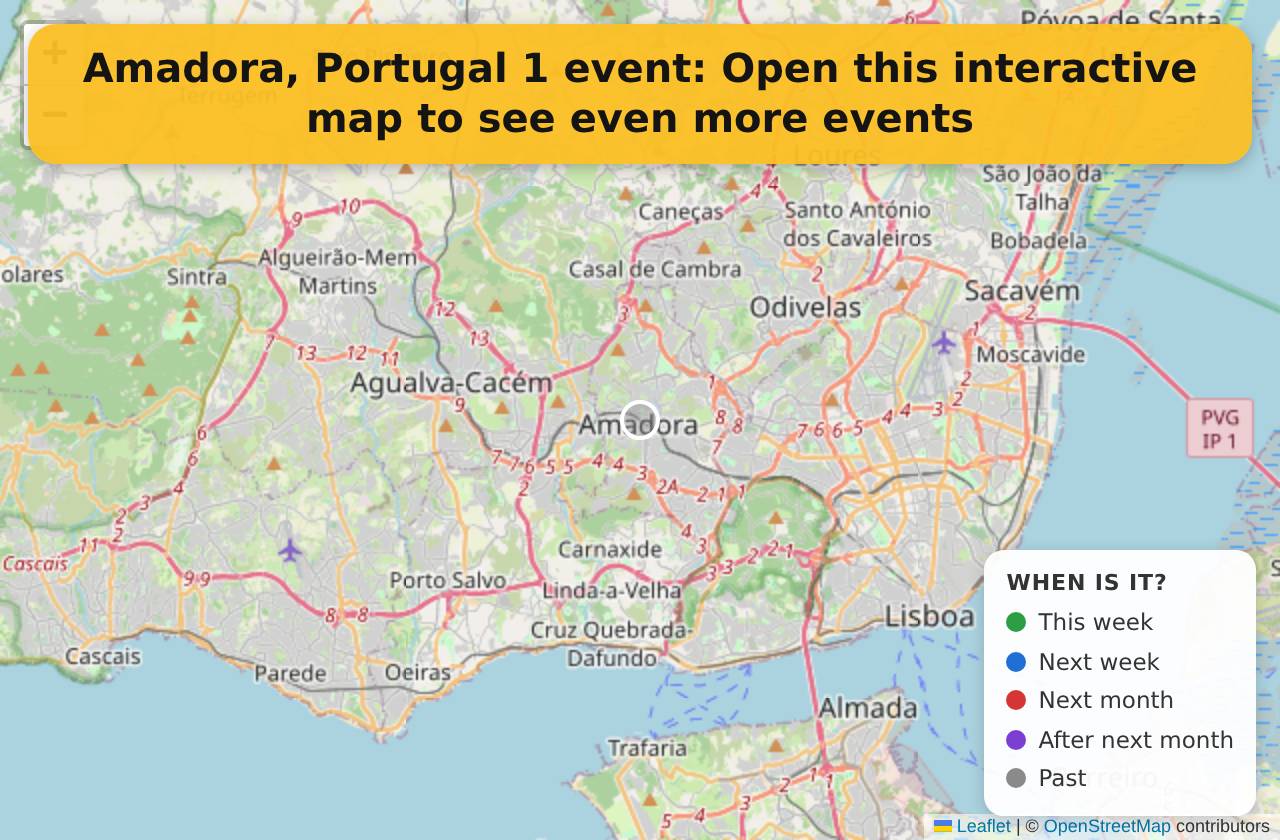 Map of events in Amadora, Portugal on the interactive EVENTULIST map