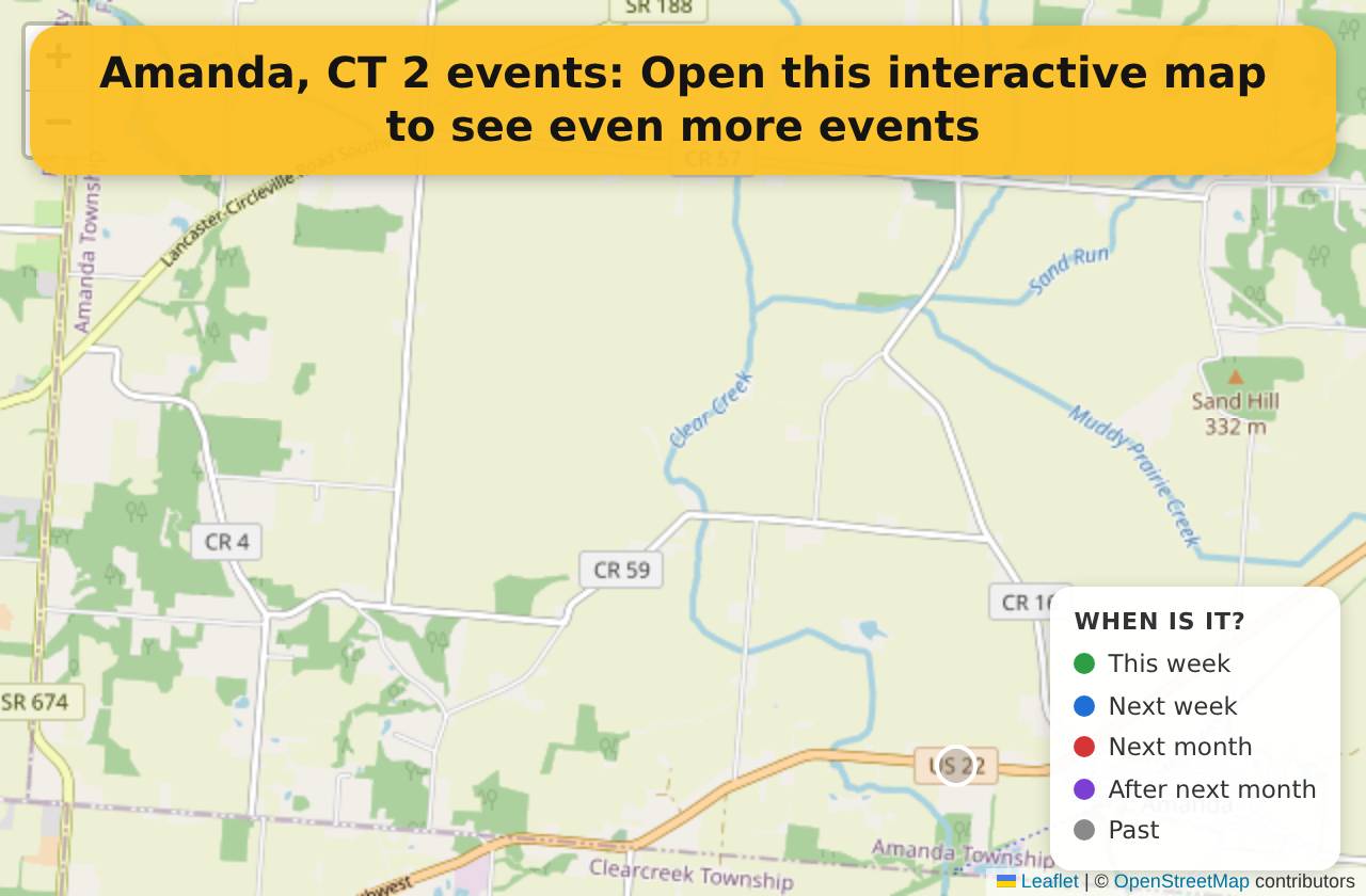Map of events in Amanda, CT on the interactive EVENTULIST map