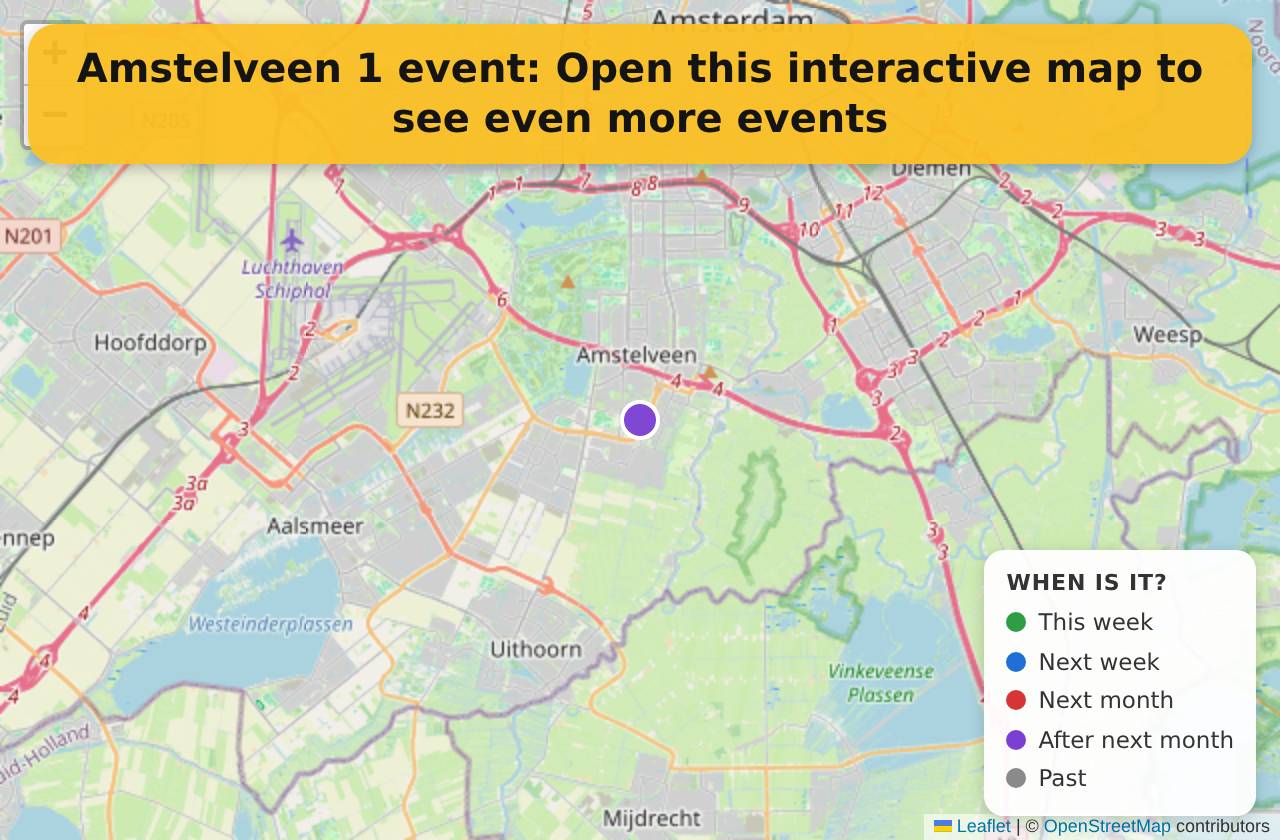 Map of events in Amstelveen on the interactive EVENTULIST map
