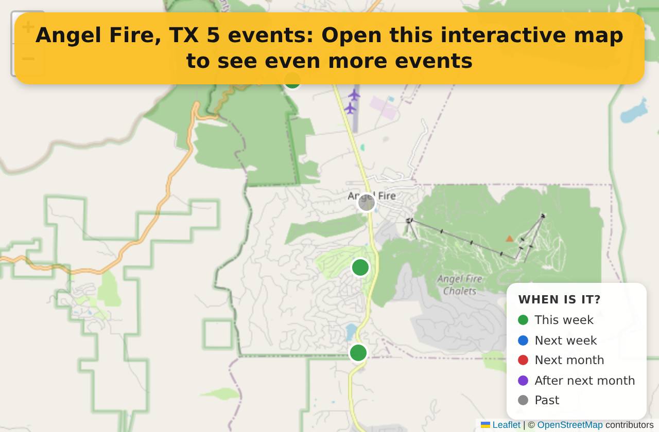 Map of events in Angel Fire, TX on the interactive EVENTULIST map