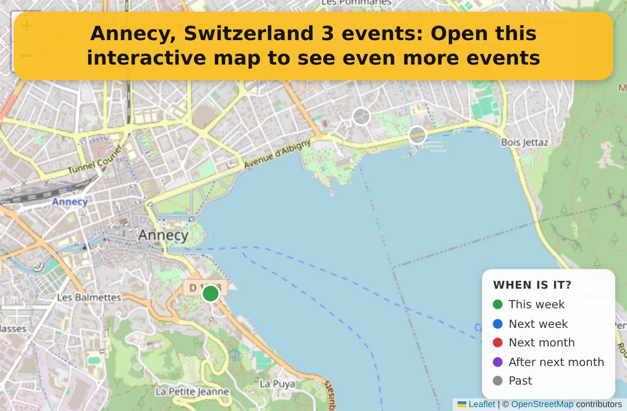 Map of events in Annecy, Switzerland on the interactive EVENTULIST map