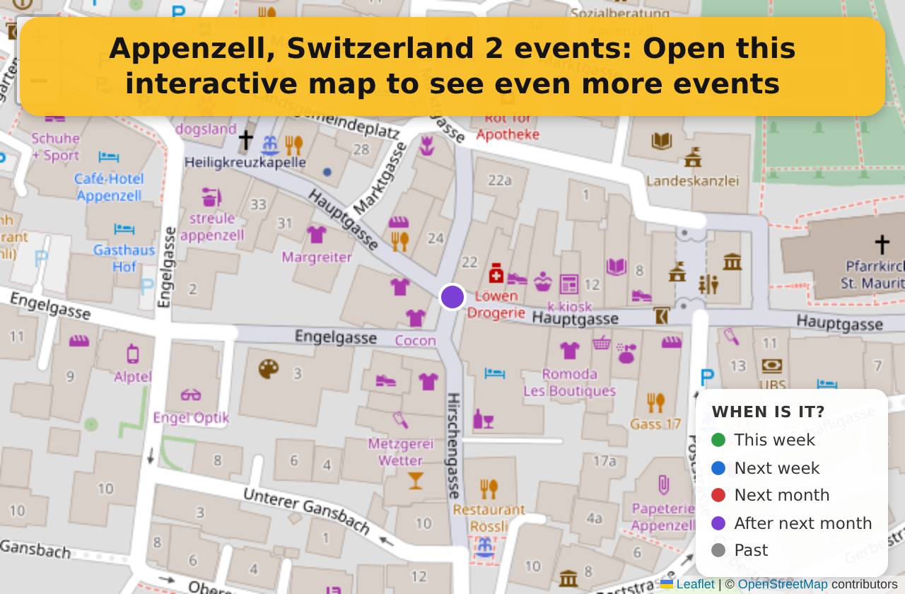 Map of events in Appenzell, Switzerland on the interactive EVENTULIST map