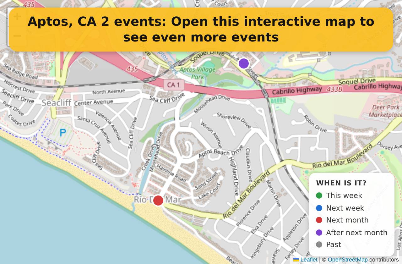 Map of events in Aptos, CA on the interactive EVENTULIST map