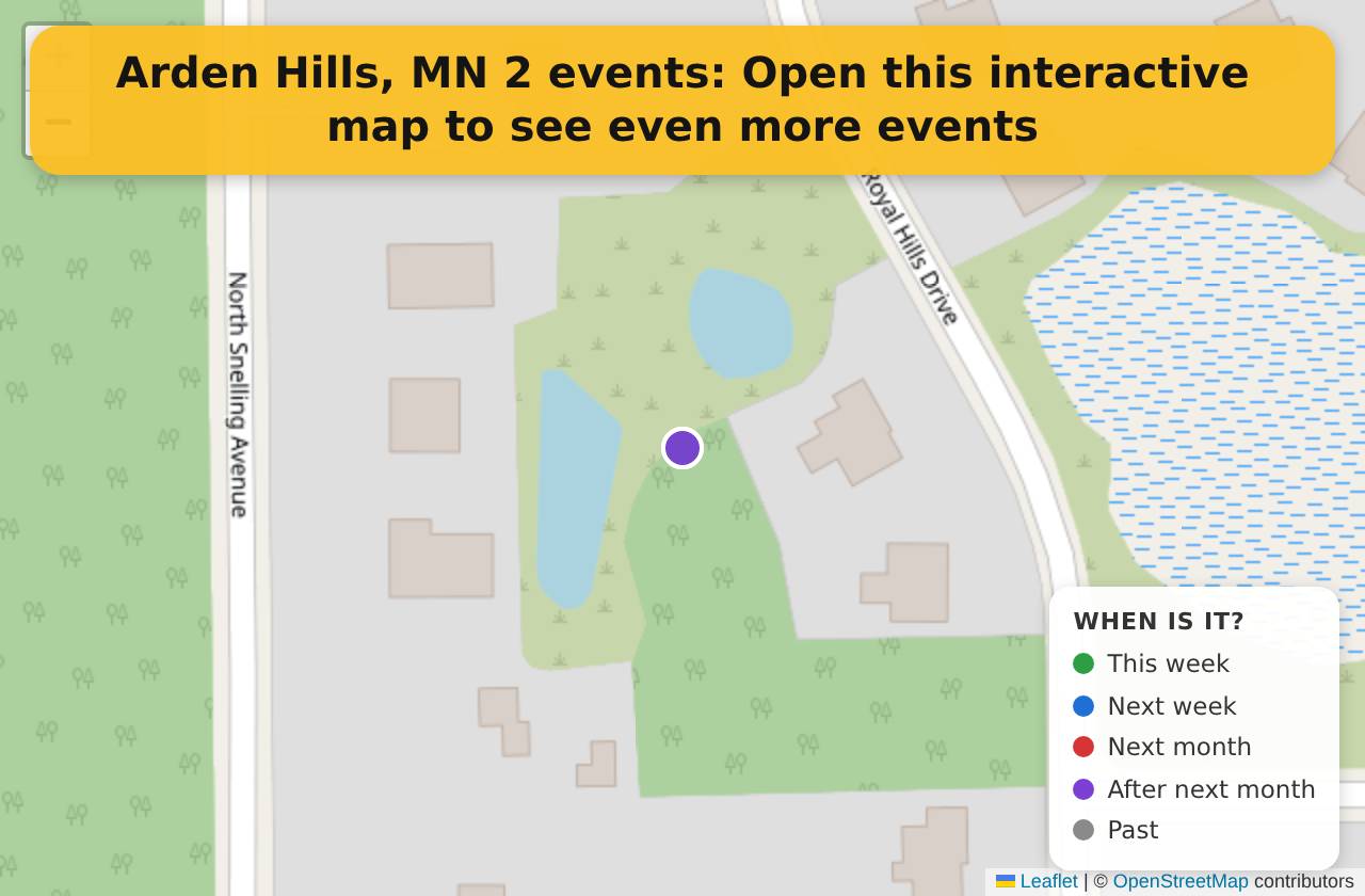 Map of events in Arden Hills, MN on the interactive EVENTULIST map