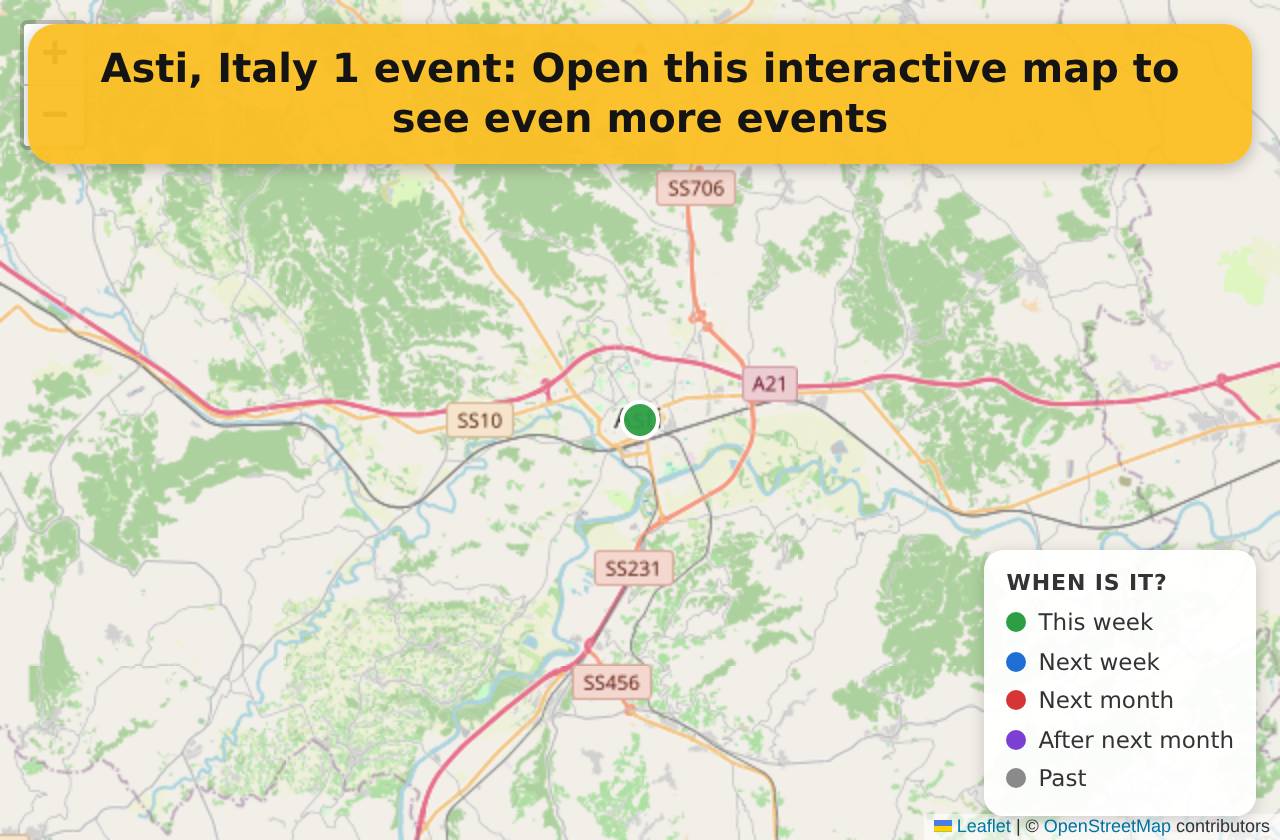 Map of events in Asti, Italy on the interactive EVENTULIST map
