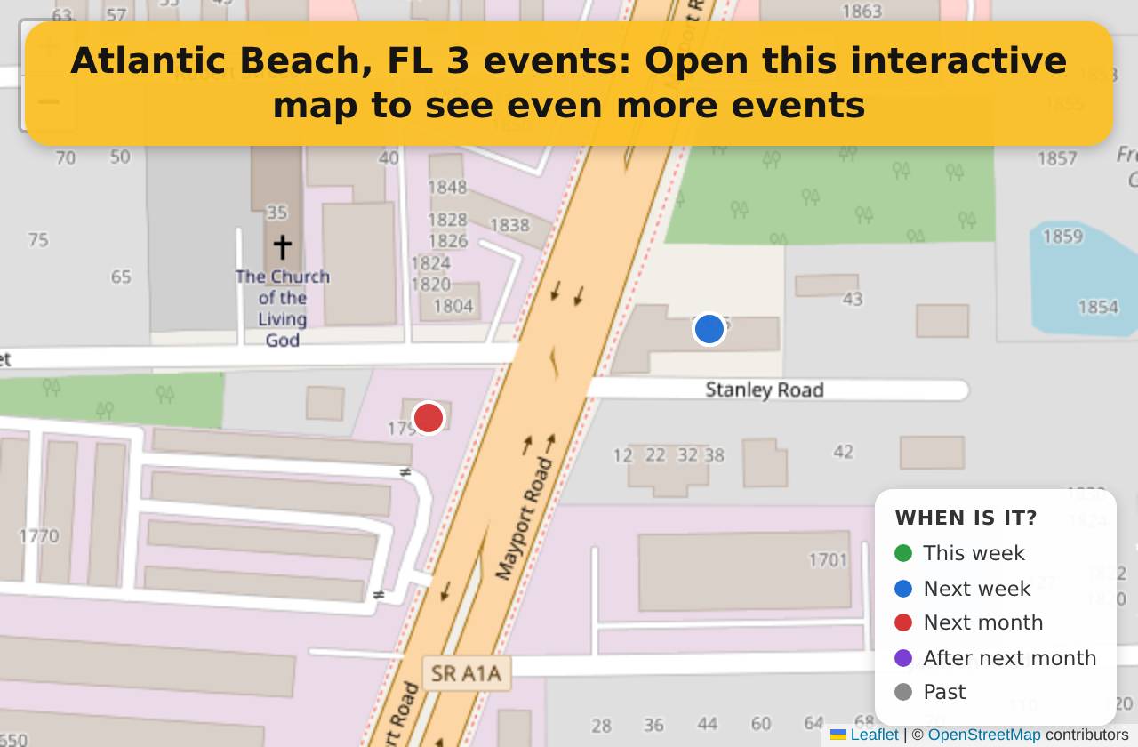 Map of events in Atlantic Beach, FL on the interactive EVENTULIST map