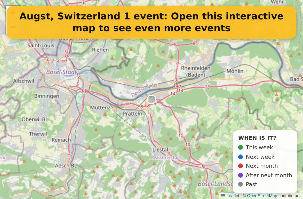 Map of events in Augst, Switzerland on the interactive EVENTULIST map