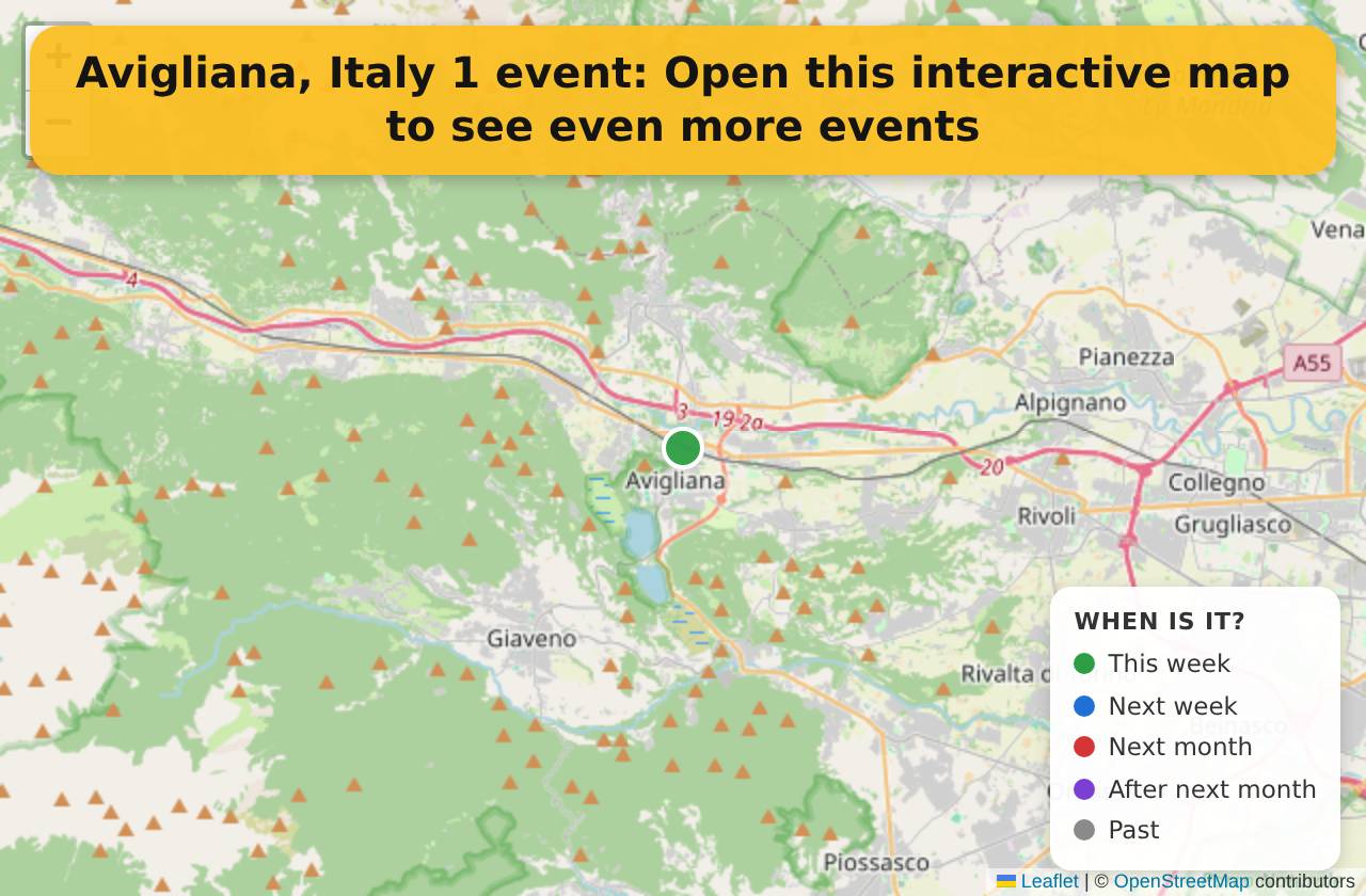 Map of events in Avigliana, Italy on the interactive EVENTULIST map