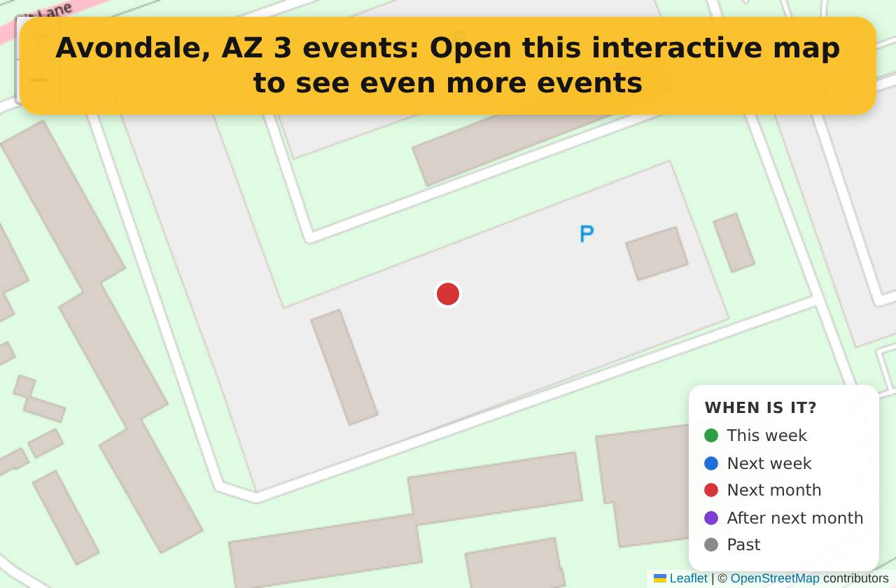 Map of events in Avondale, AZ on the interactive EVENTULIST map