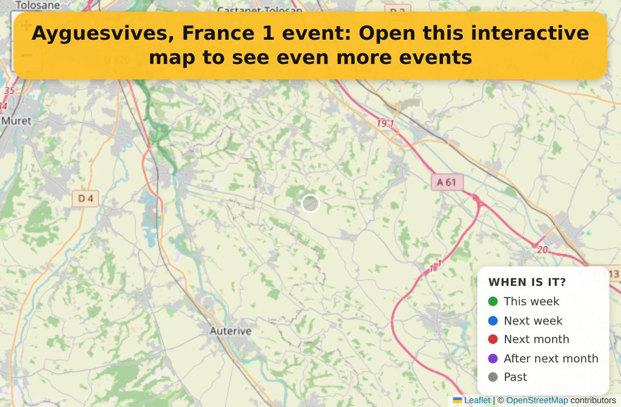 Map of events in Ayguesvives, France on the interactive EVENTULIST map