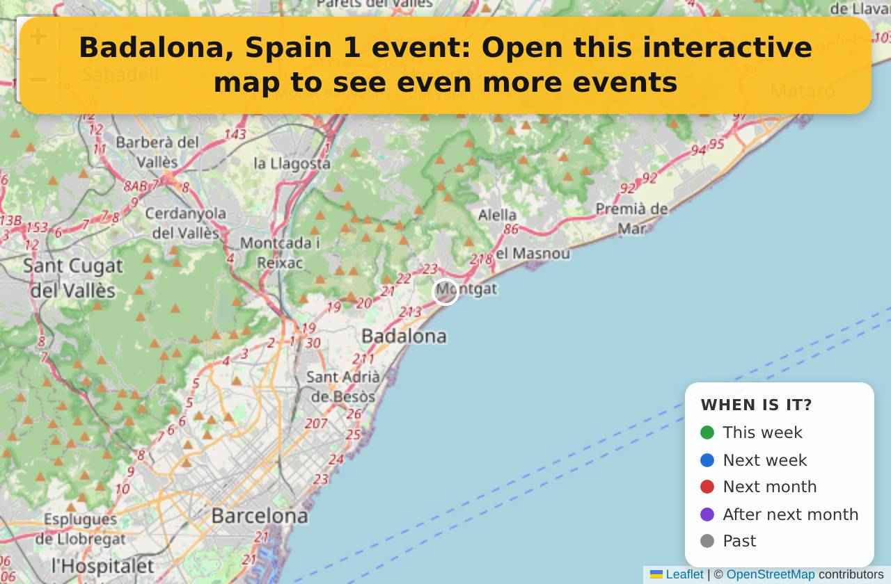 Map of events in Badalona, Spain on the interactive EVENTULIST map