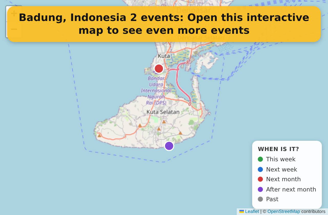 Map of events in Badung, Indonesia on the interactive EVENTULIST map