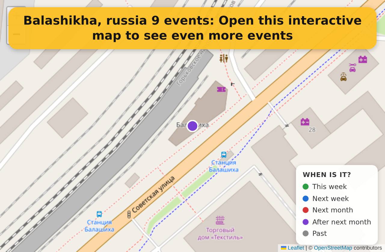 Map of events in Balashikha, russia on the interactive EVENTULIST map