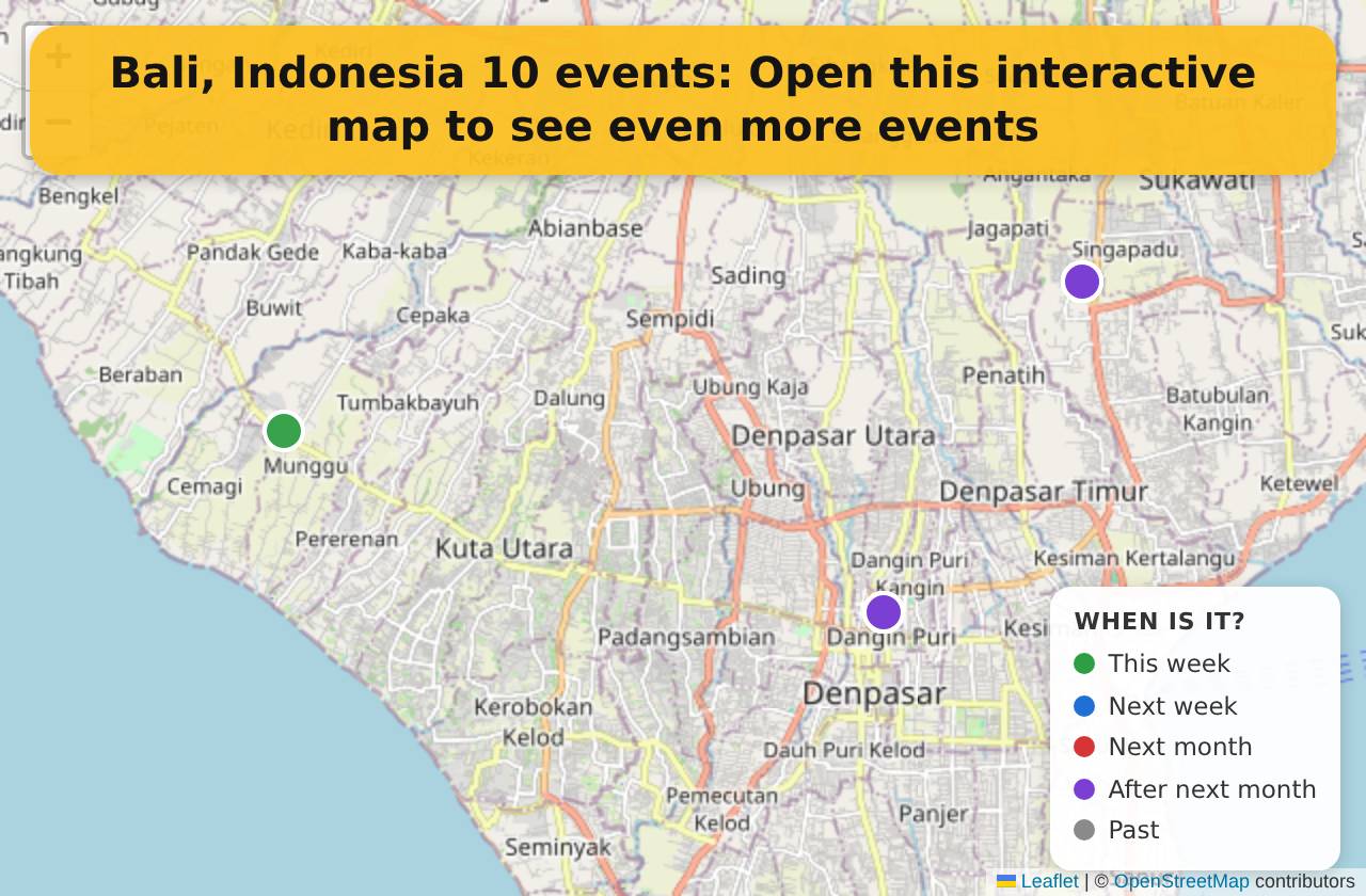 Map of events in Bali, Indonesia on the interactive EVENTULIST map