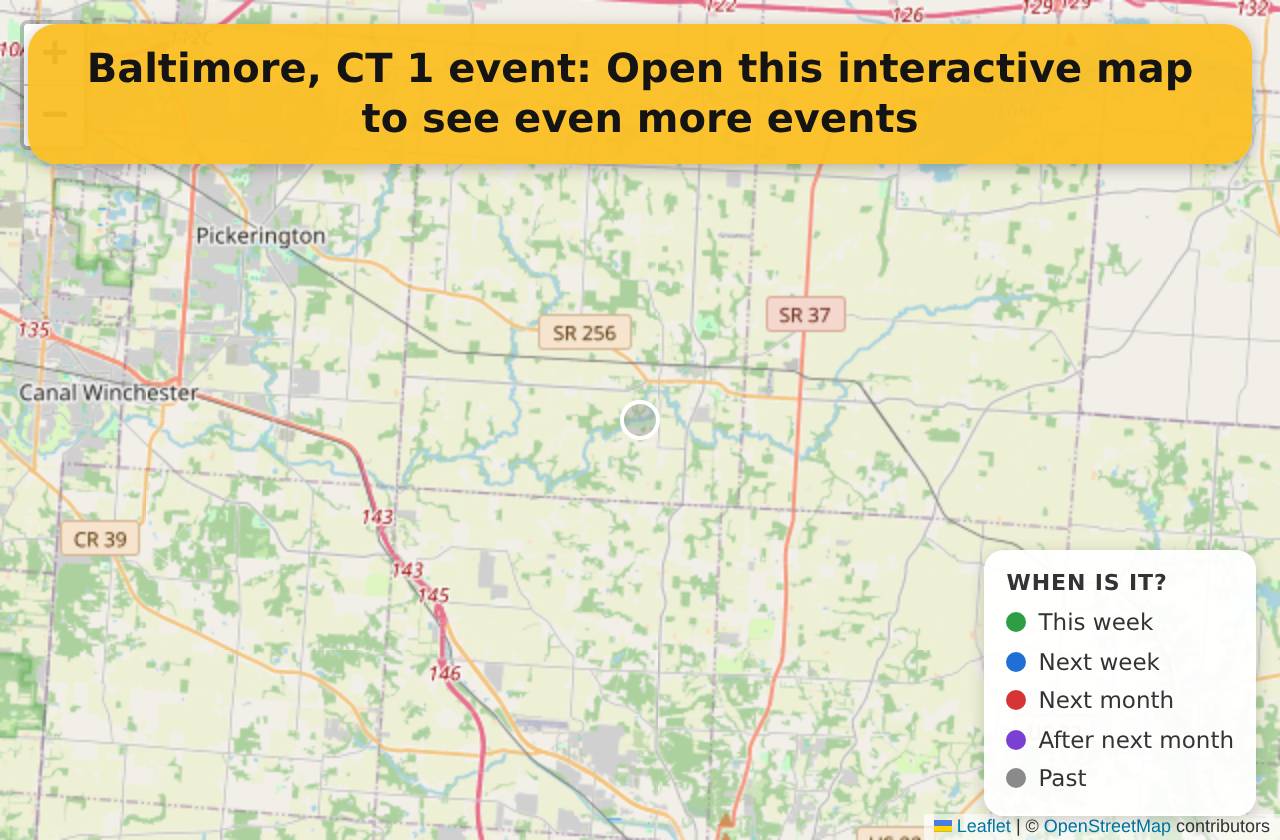 Map of events in Baltimore, CT on the interactive EVENTULIST map