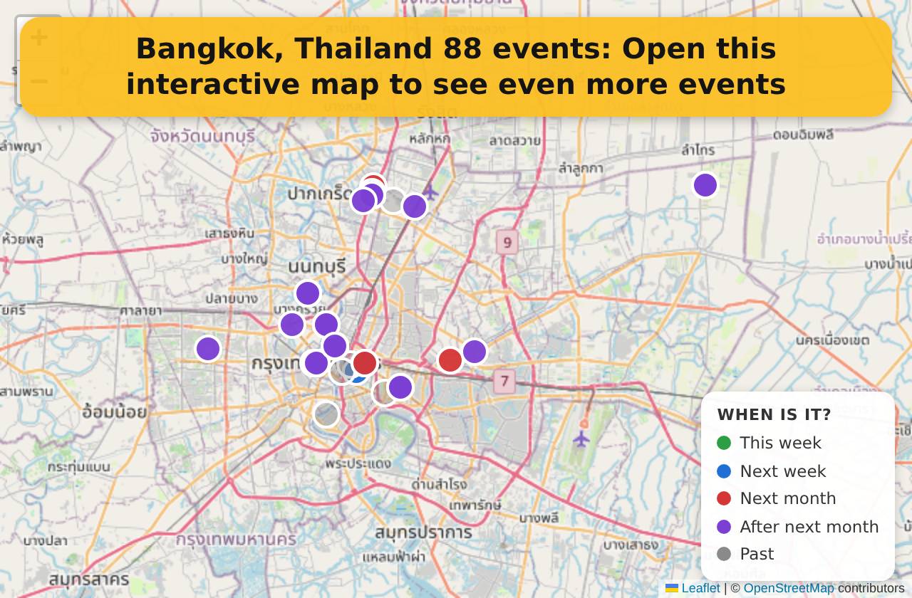 Map of events in Bangkok, Thailand on the interactive EVENTULIST map