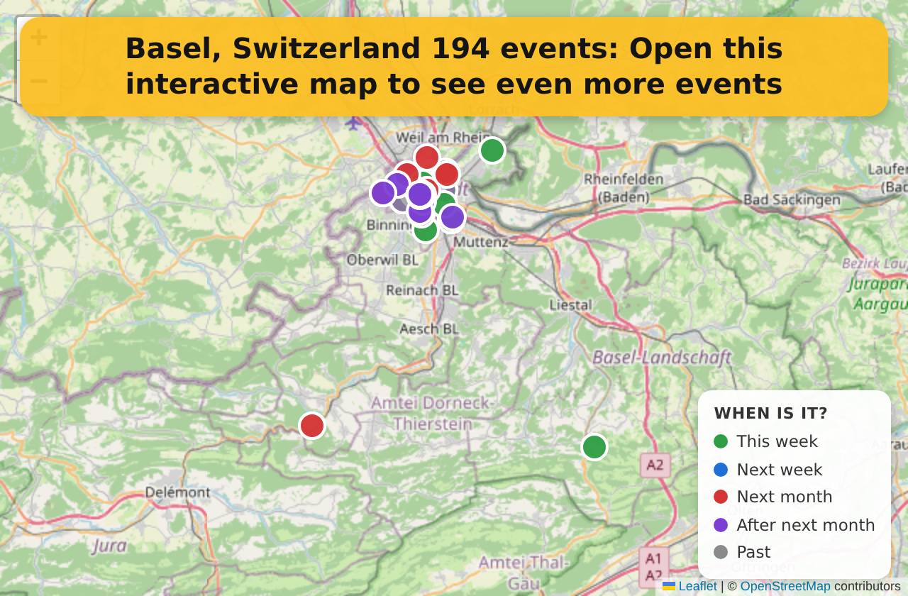 Map of events in Basel, Switzerland on the interactive EVENTULIST map