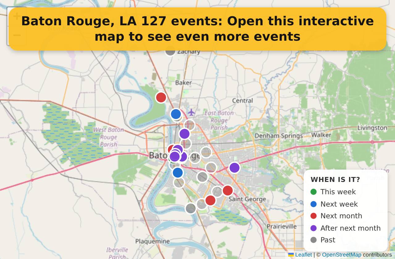 Map of events in Baton Rouge, LA on the interactive EVENTULIST map