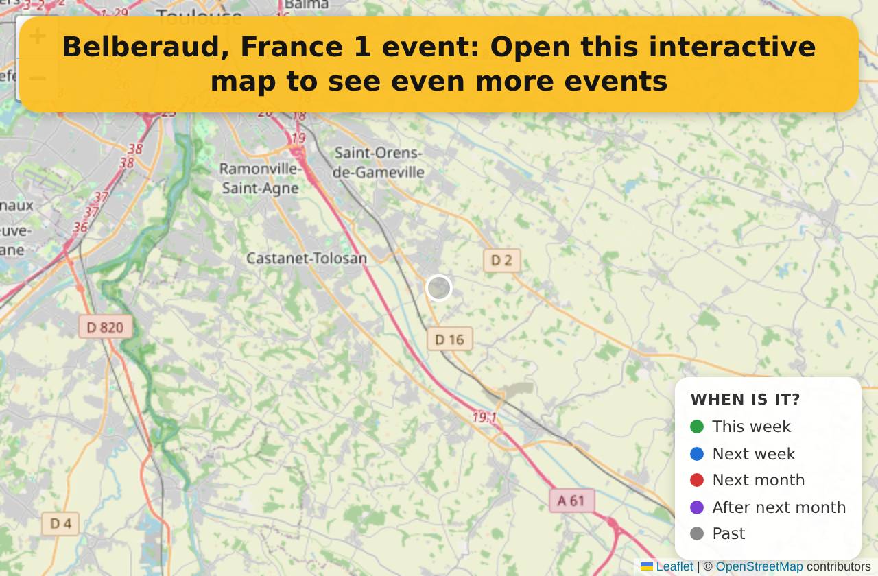 Map of events in Belberaud, France on the interactive EVENTULIST map