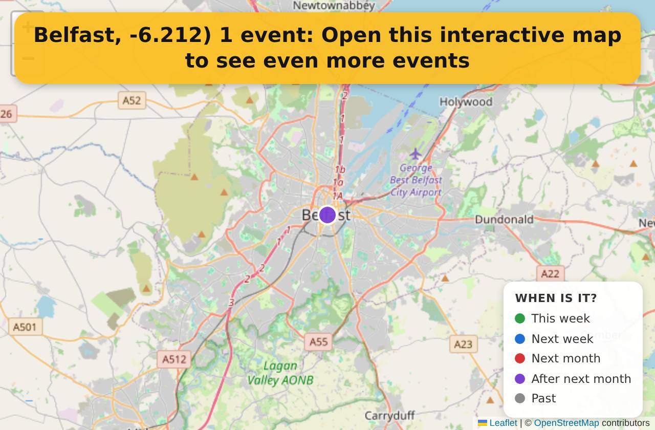 Map of events in Belfast, -6.212) on the interactive EVENTULIST map