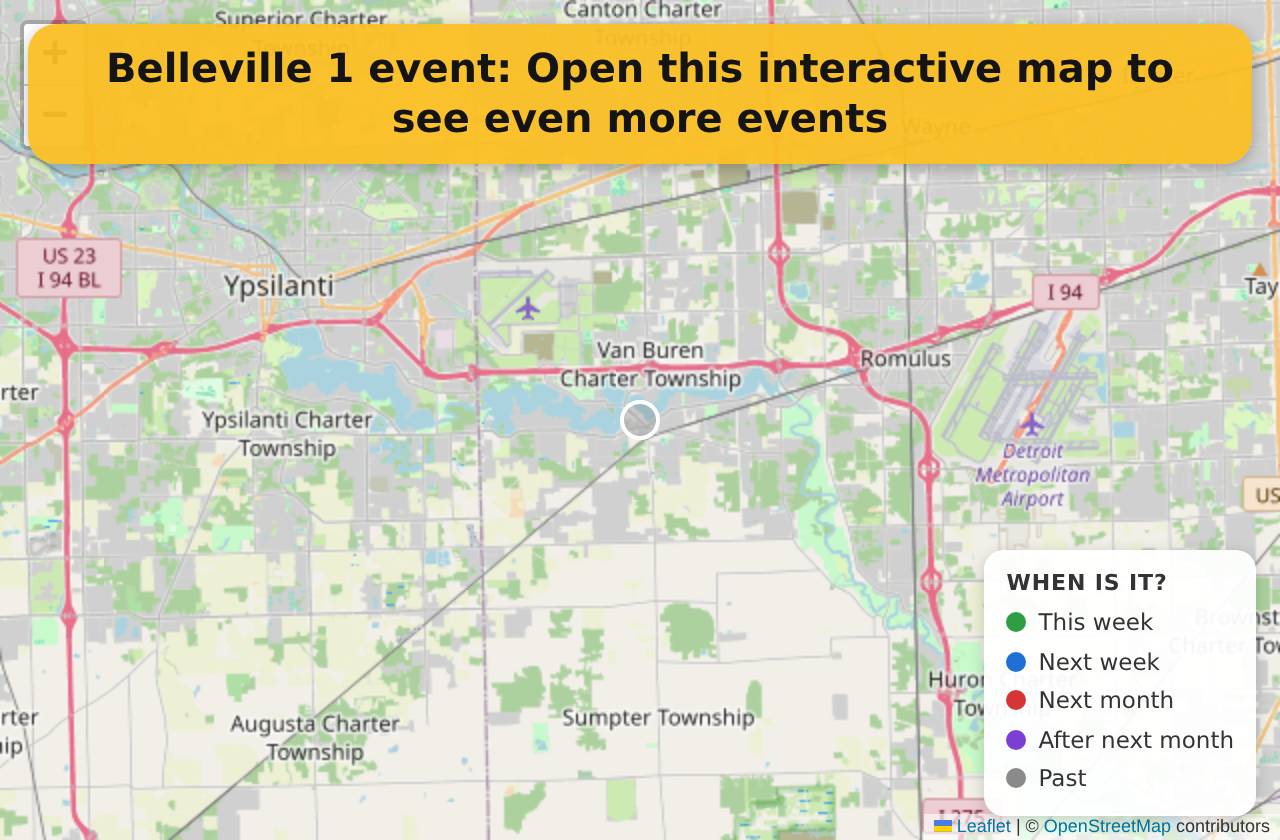 Map of events in Belleville on the interactive EVENTULIST map