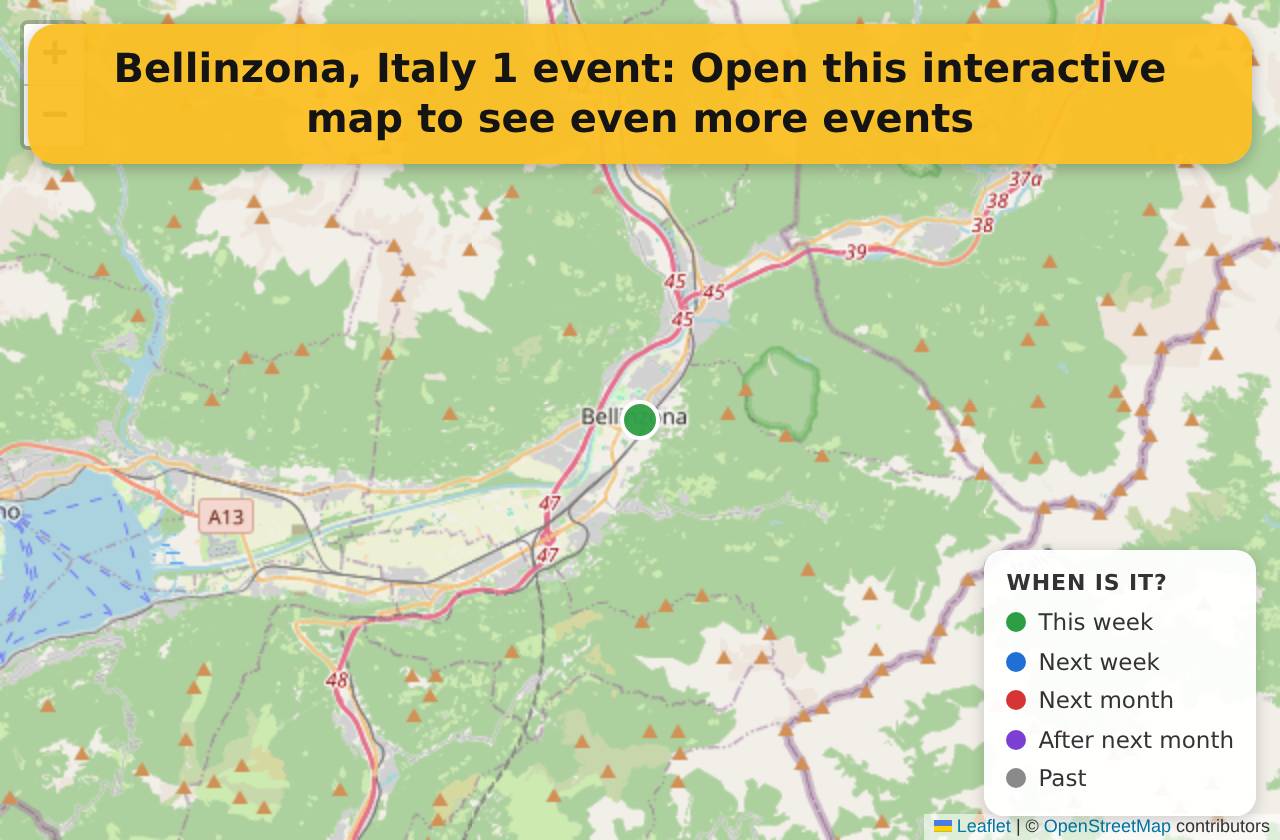 Map of events in Bellinzona, Italy on the interactive EVENTULIST map