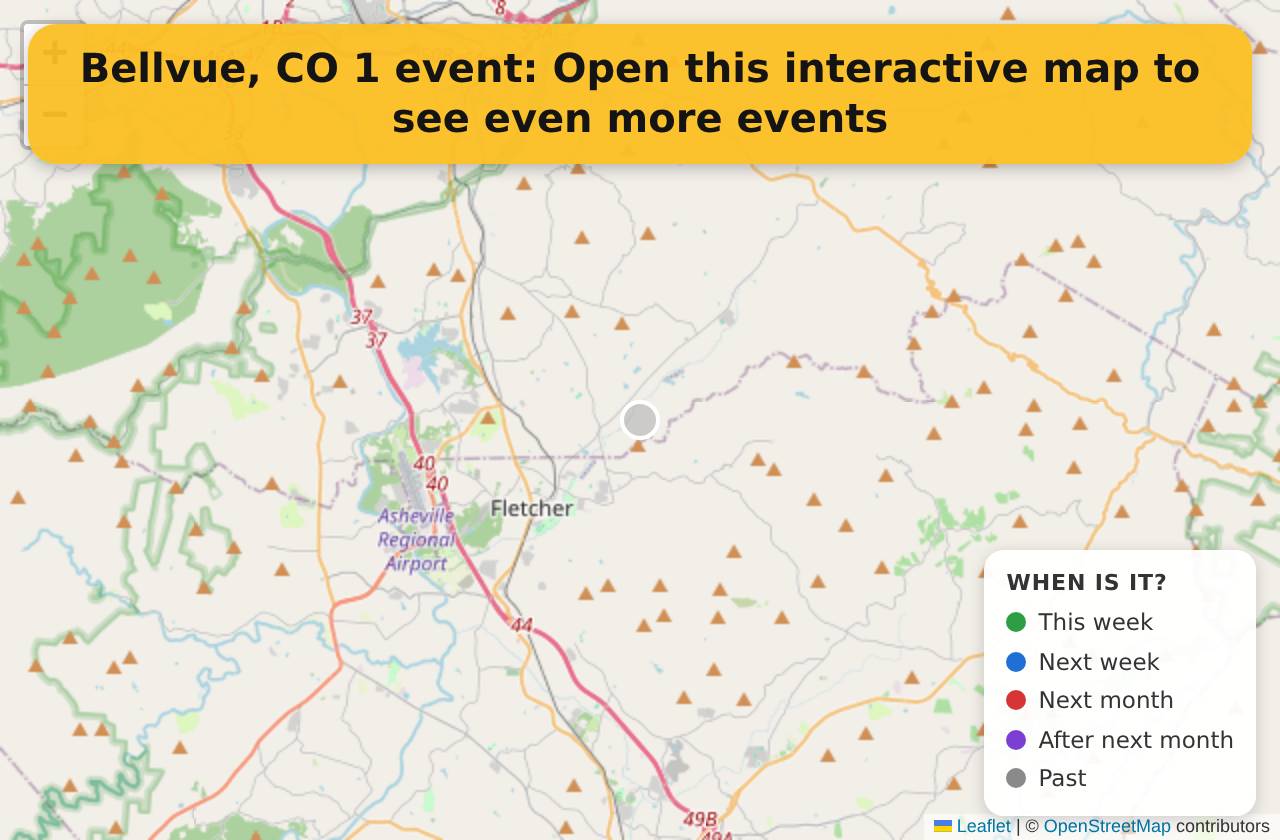 Map of events in Bellvue, CO on the interactive EVENTULIST map