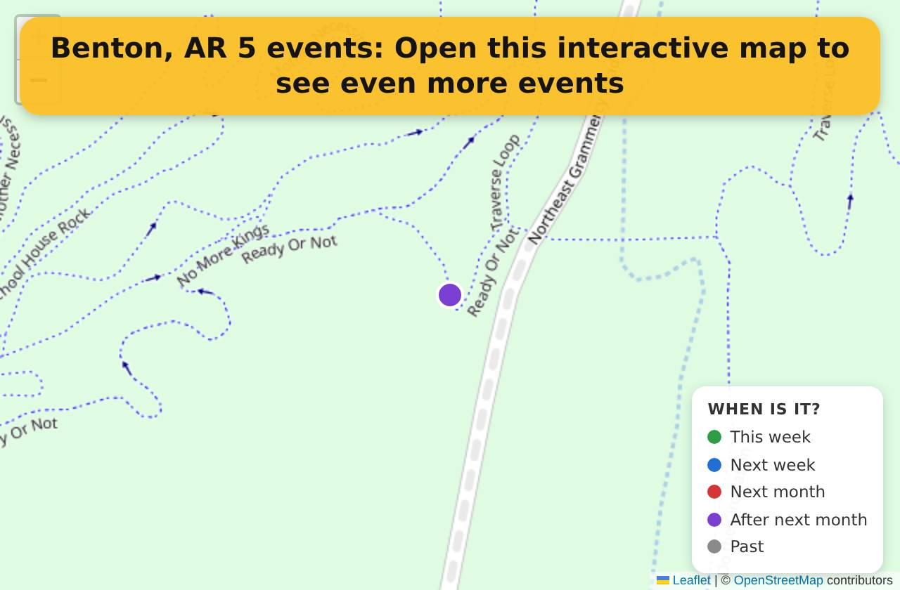 Map of events in Benton, AR on the interactive EVENTULIST map