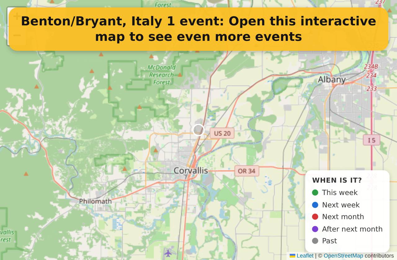 Map of events in Benton/Bryant, Italy on the interactive EVENTULIST map