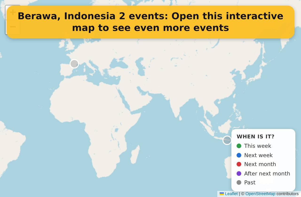 Map of events in Berawa, Indonesia on the interactive EVENTULIST map