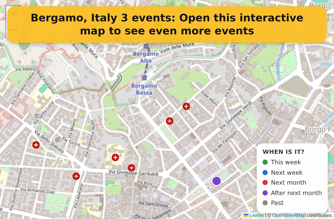 Map of events in Bergamo, Italy on the interactive EVENTULIST map