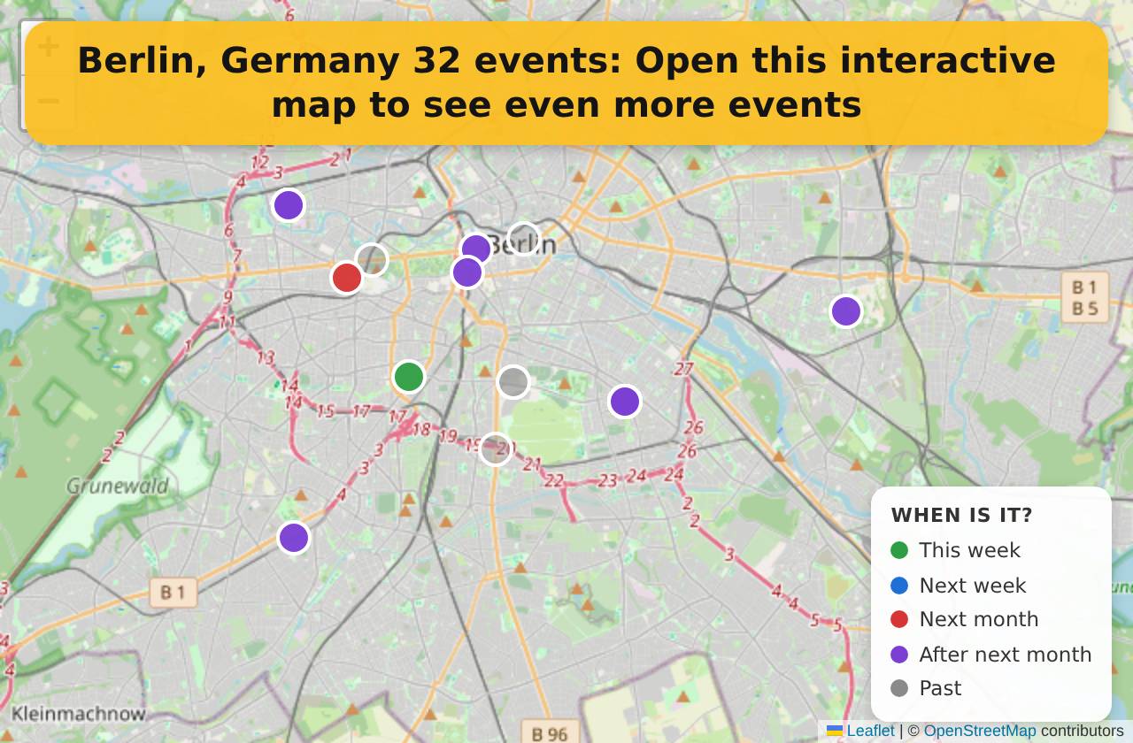 Map of events in Berlin, Germany on the interactive EVENTULIST map