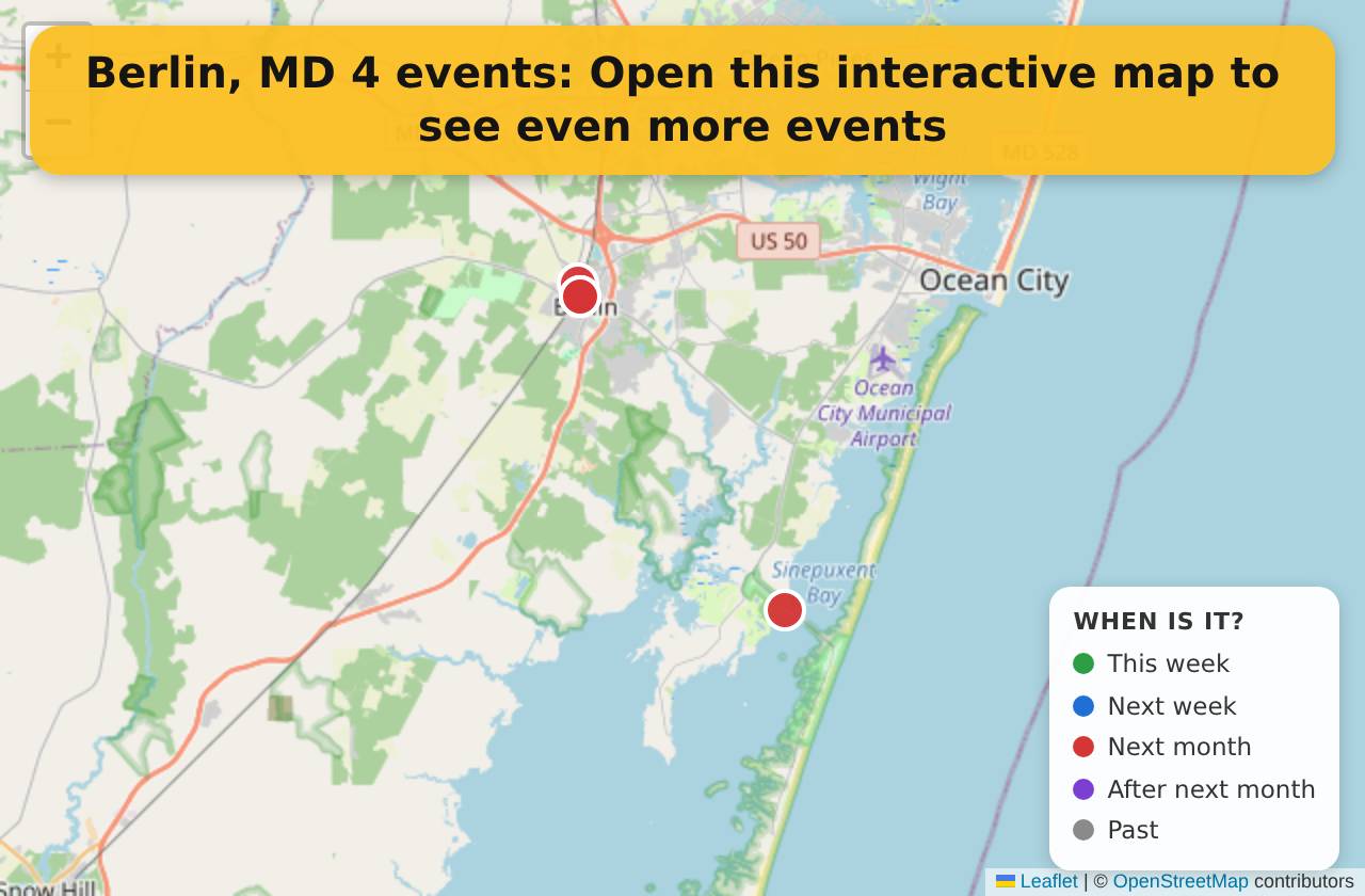 Map of events in Berlin, MD on the interactive EVENTULIST map