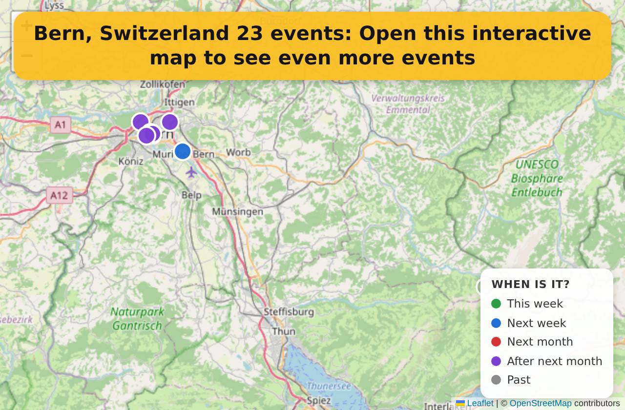 Map of events in Bern, Switzerland on the interactive EVENTULIST map