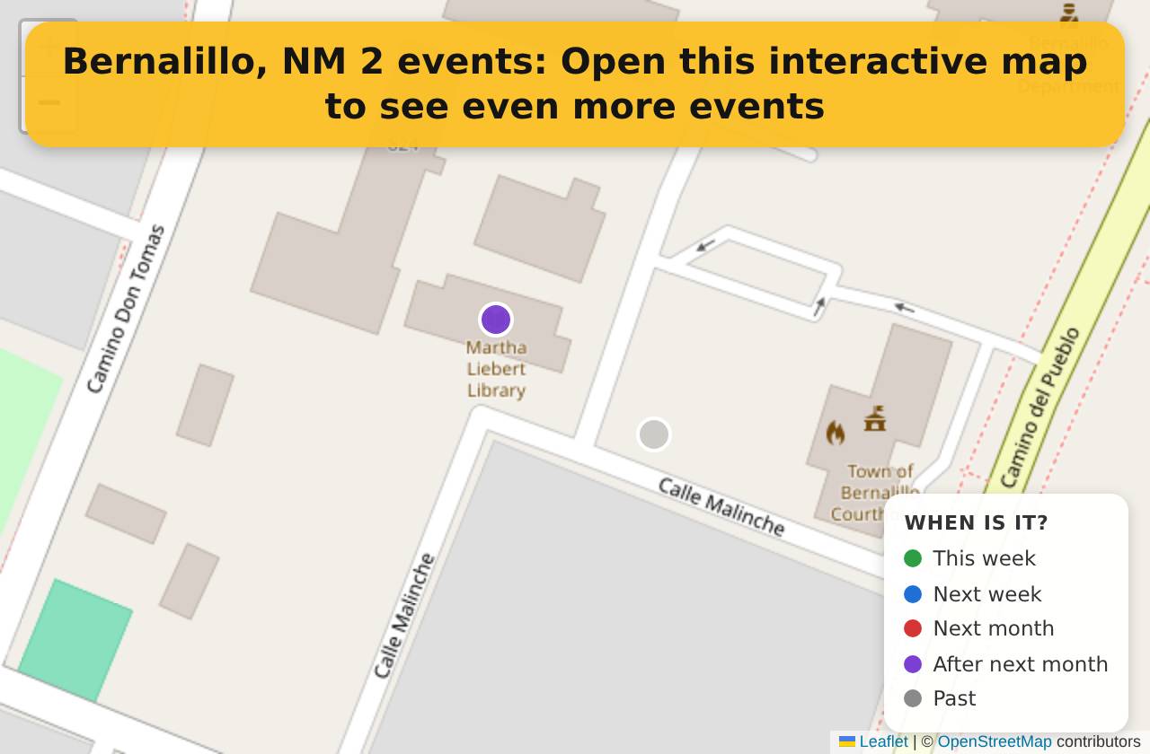 Map of events in Bernalillo, NM on the interactive EVENTULIST map