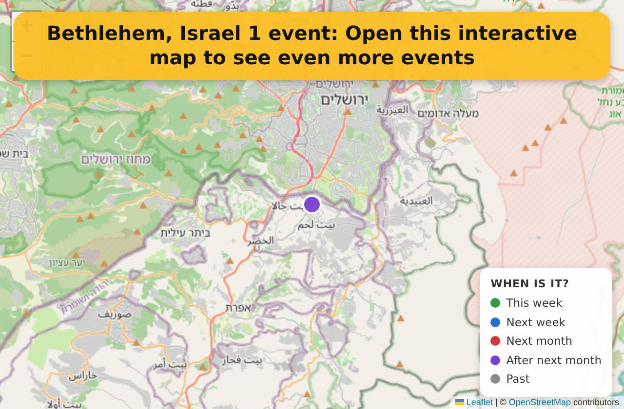 Map of events in Bethlehem, Israel on the interactive EVENTULIST map