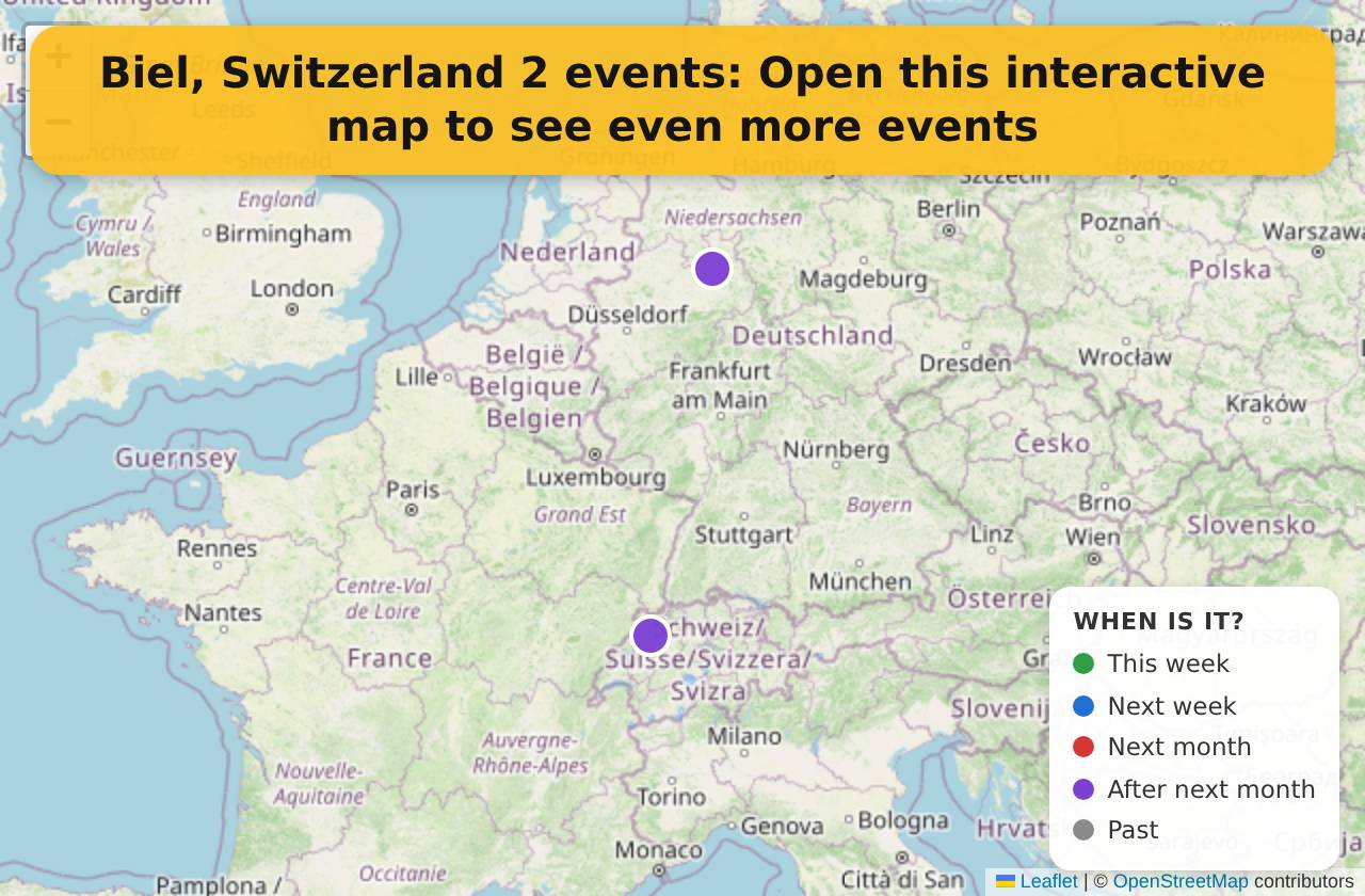 Map of events in Biel, Switzerland on the interactive EVENTULIST map