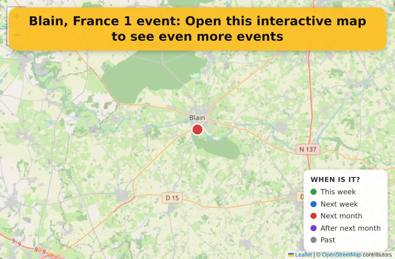 Map of events in Blain, France on the interactive EVENTULIST map