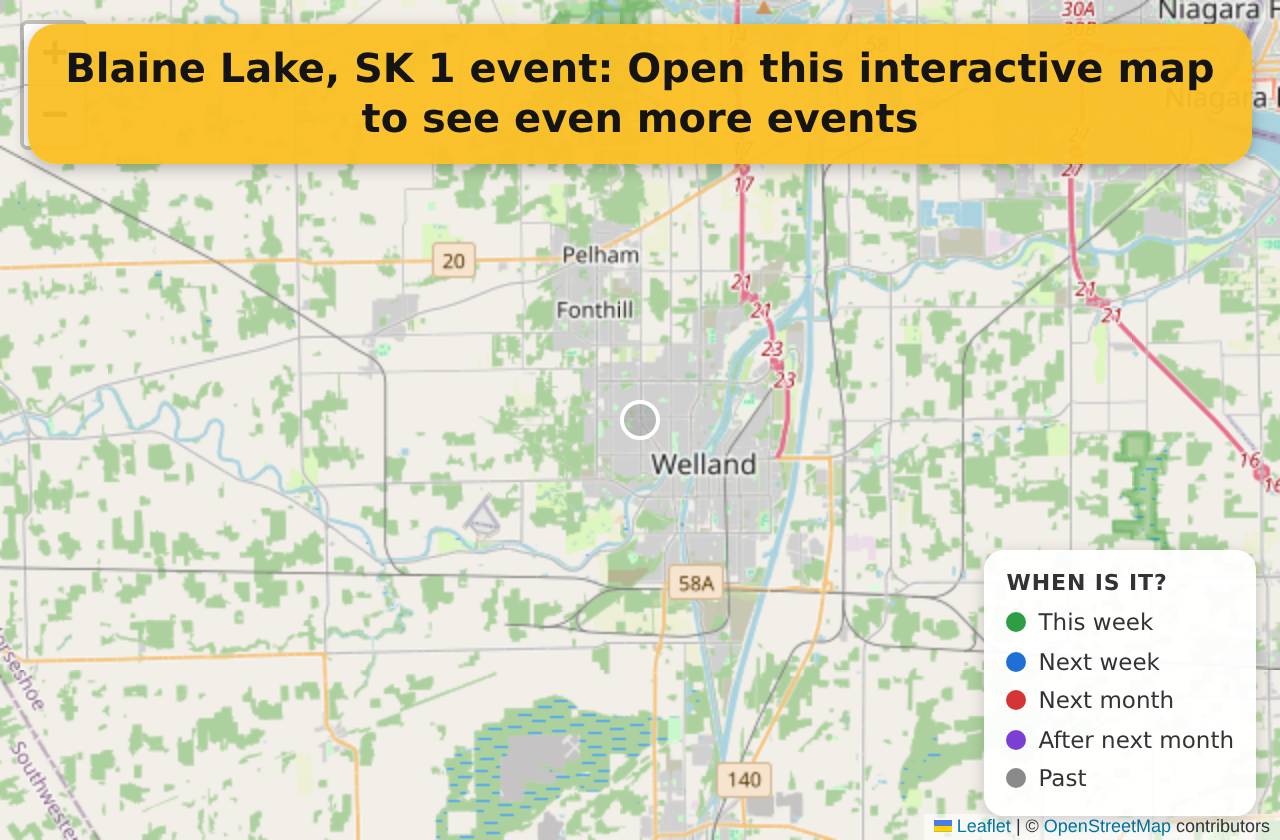 Map of events in Blaine Lake, SK on the interactive EVENTULIST map
