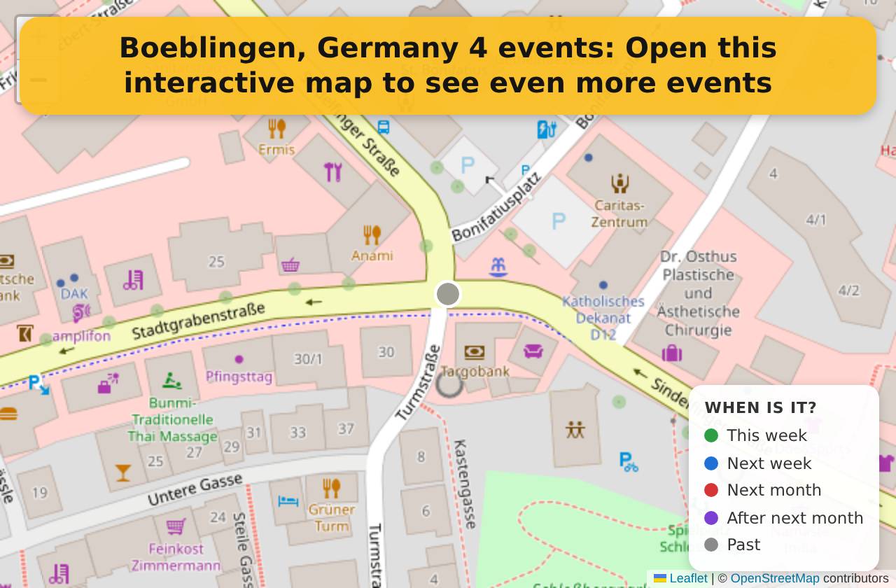 Map of events in Boeblingen, Germany on the interactive EVENTULIST map