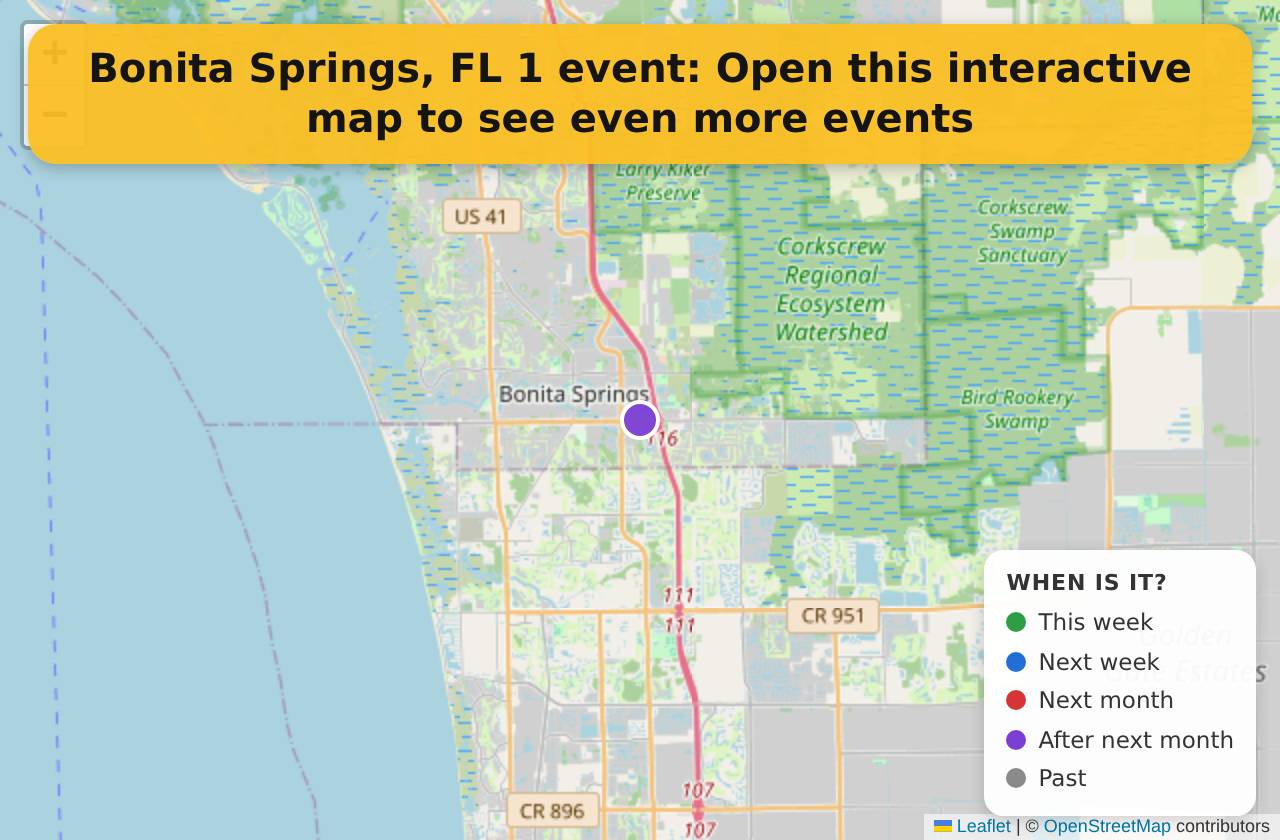 Map of events in Bonita Springs, FL on the interactive EVENTULIST map